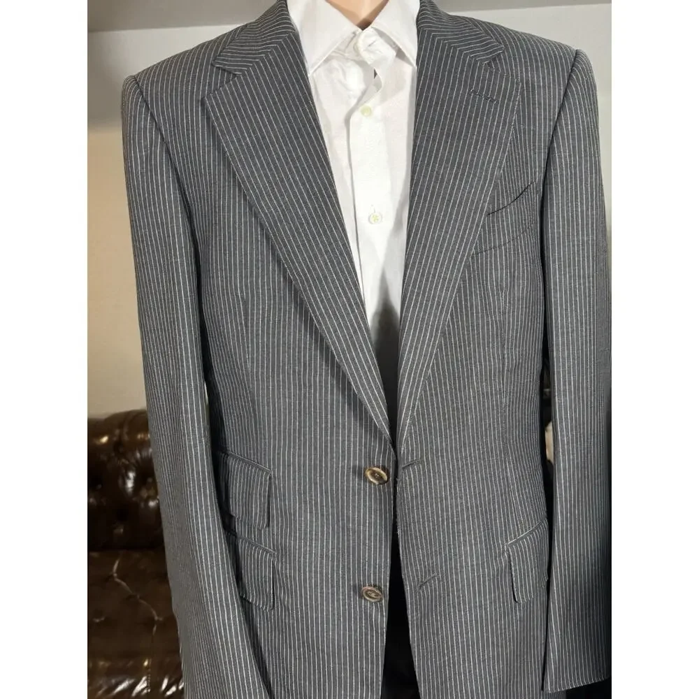 Tom Ford Gray Striped Wool 2 Piece Suit New 50R 40R 34x30.5 Trousers Notch Lapel